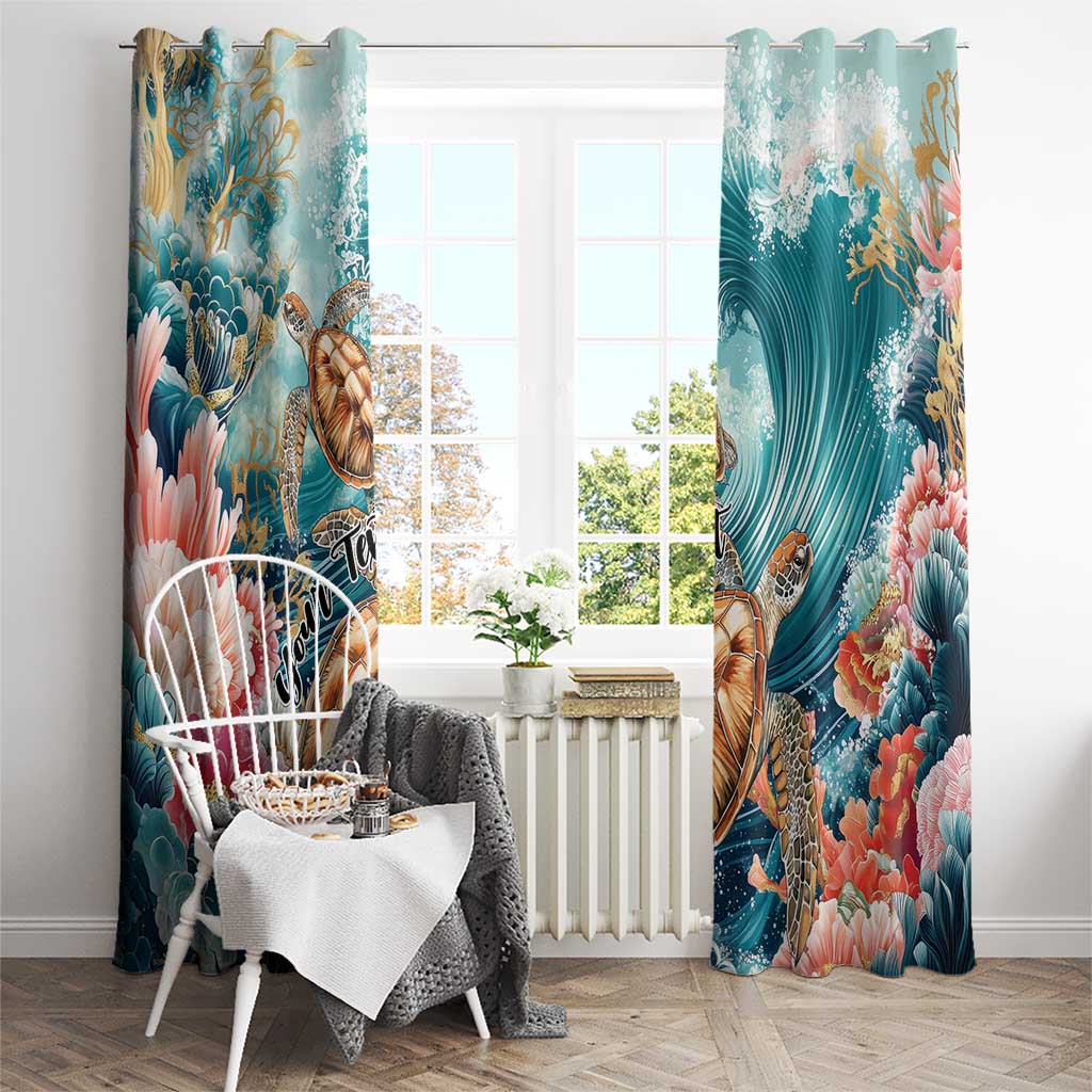 Personalized Caribbean Sea Turtle Window Curtain Fantastic Ocean Waves