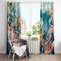 Personalized Caribbean Sea Turtle Window Curtain Fantastic Ocean Waves