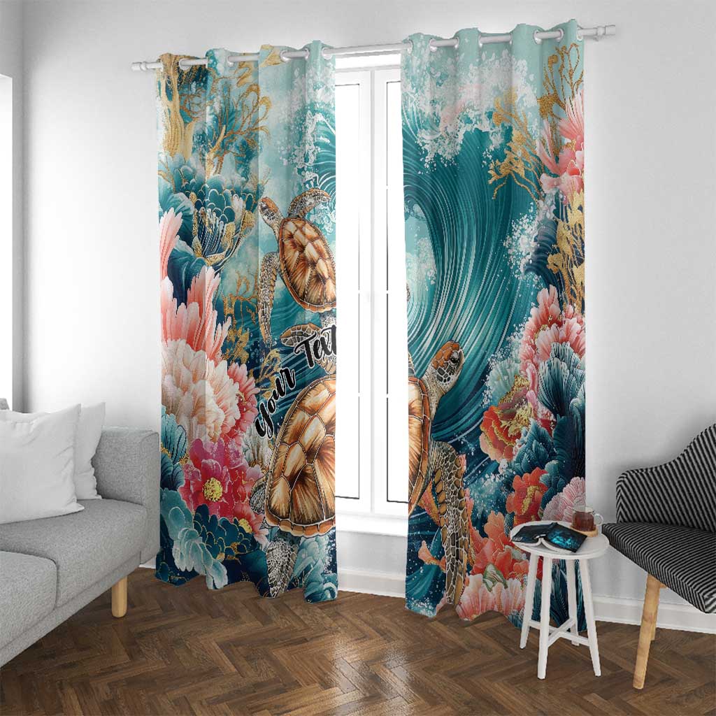 Personalized Caribbean Sea Turtle Window Curtain Fantastic Ocean Waves