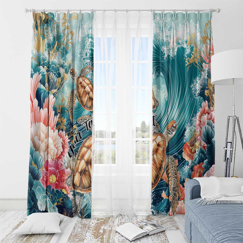 Personalized Caribbean Sea Turtle Window Curtain Fantastic Ocean Waves