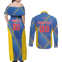 Custom Sport Team Aruba Couples Matching Off Shoulder Maxi Dress and Long Sleeve Button Shirt One Team One Dream