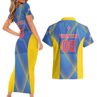 Custom Sport Team Aruba Couples Matching Short Sleeve Bodycon Dress and Hawaiian Shirt One Team One Dream