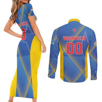 Custom Sport Team Aruba Couples Matching Short Sleeve Bodycon Dress and Long Sleeve Button Shirt One Team One Dream