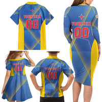 Custom Sport Team Aruba Family Matching Long Sleeve Bodycon Dress and Hawaiian Shirt One Team One Dream