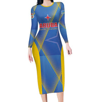 Custom Sport Team Aruba Family Matching Long Sleeve Bodycon Dress and Hawaiian Shirt One Team One Dream