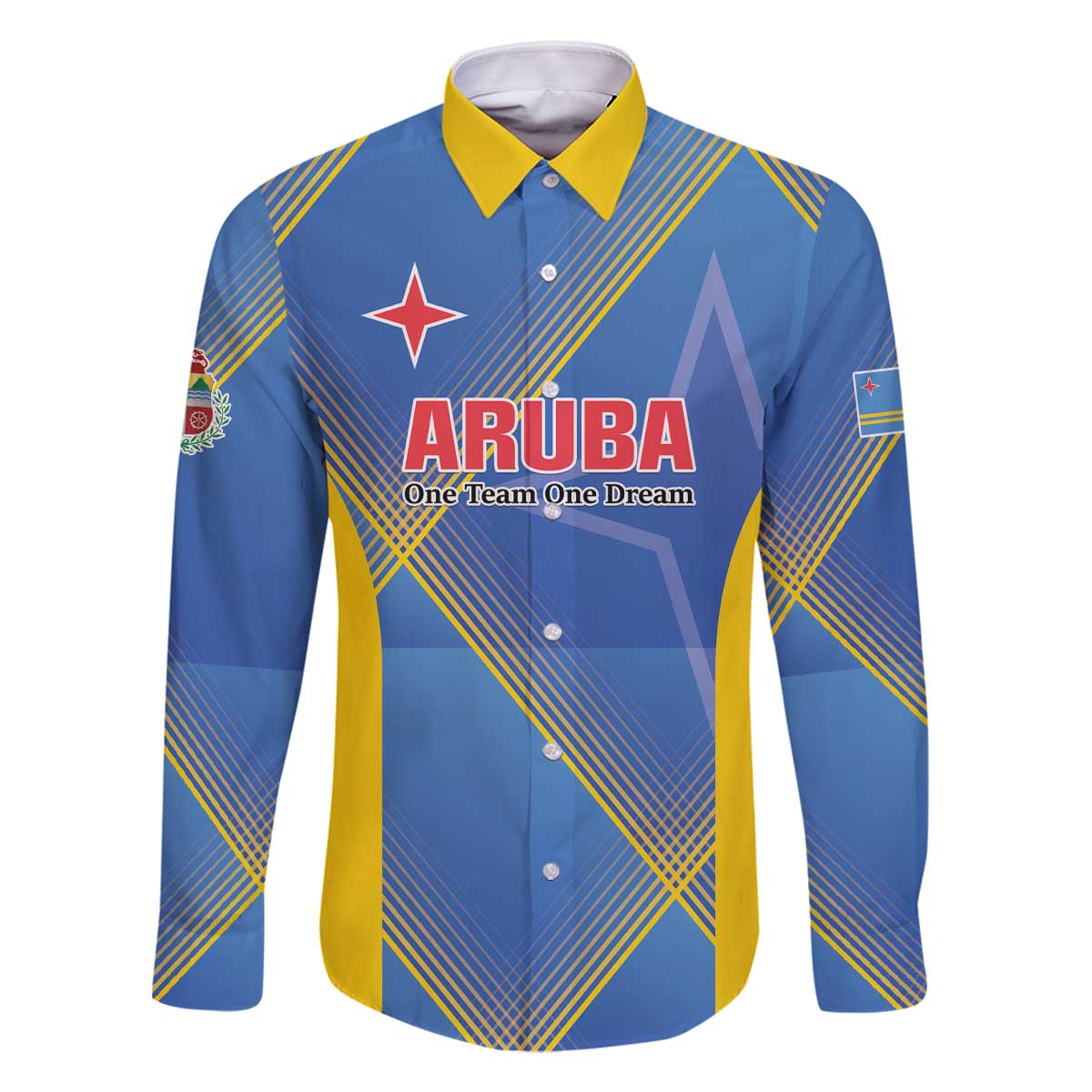 Custom Sport Team Aruba Family Matching Off The Shoulder Long Sleeve Dress and Hawaiian Shirt One Team One Dream