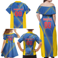 Custom Sport Team Aruba Family Matching Off Shoulder Maxi Dress and Hawaiian Shirt One Team One Dream