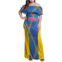 Custom Sport Team Aruba Family Matching Off Shoulder Maxi Dress and Hawaiian Shirt One Team One Dream