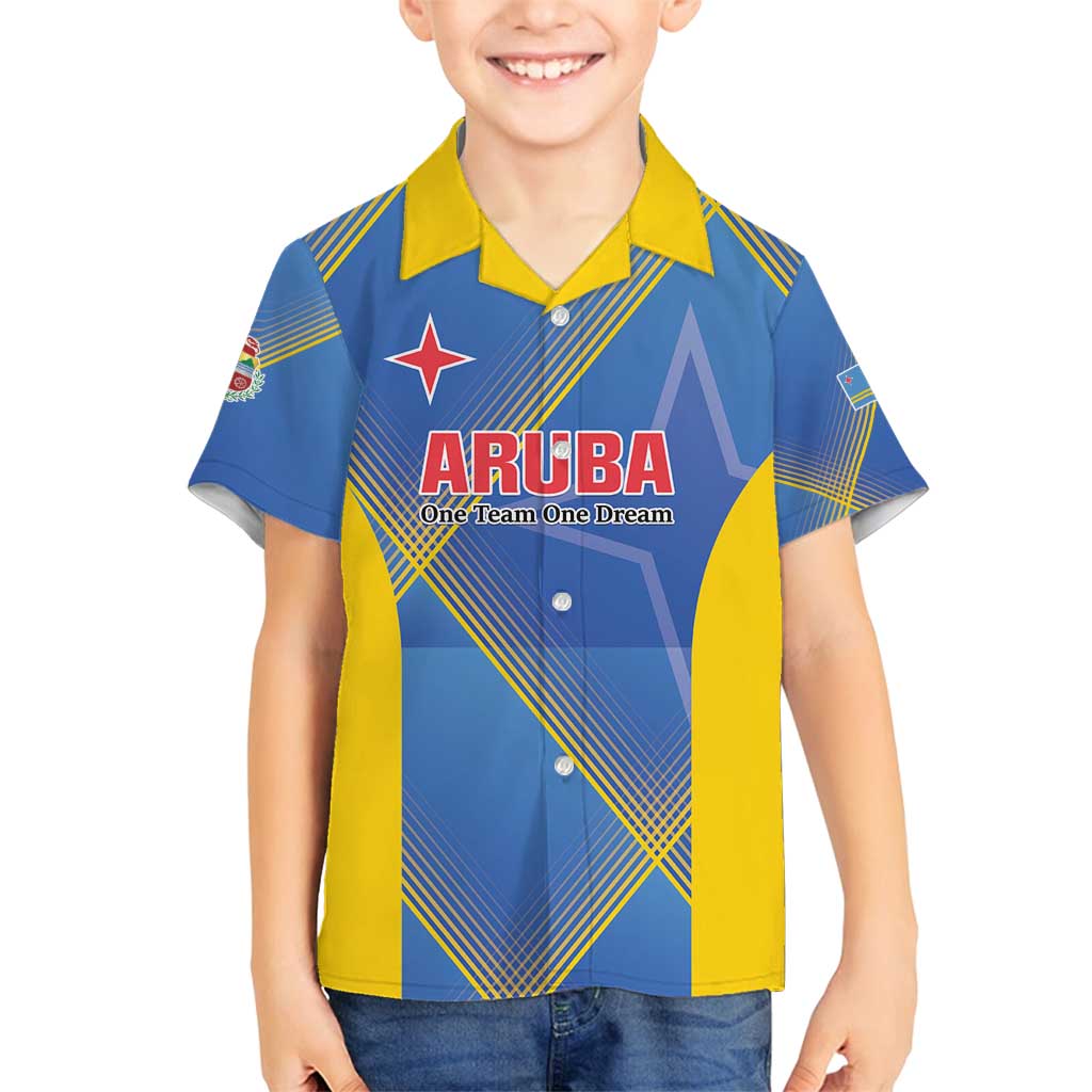 Custom Sport Team Aruba Family Matching Off Shoulder Maxi Dress and Hawaiian Shirt One Team One Dream