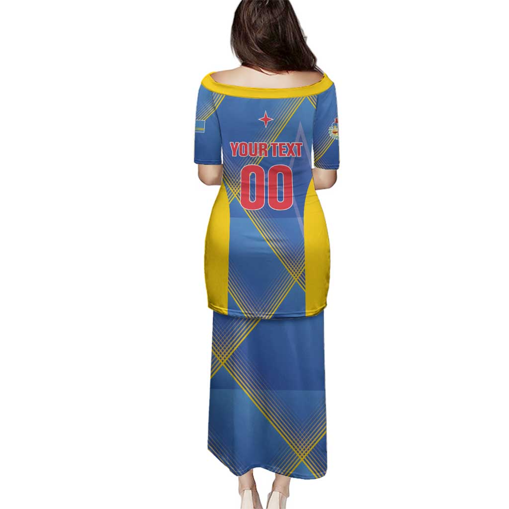 Custom Sport Team Aruba Family Matching Puletasi and Hawaiian Shirt One Team One Dream