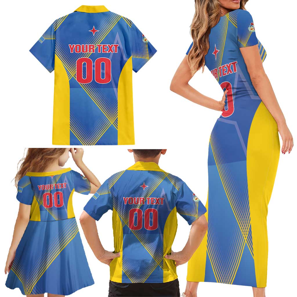 Custom Sport Team Aruba Family Matching Short Sleeve Bodycon Dress and Hawaiian Shirt One Team One Dream