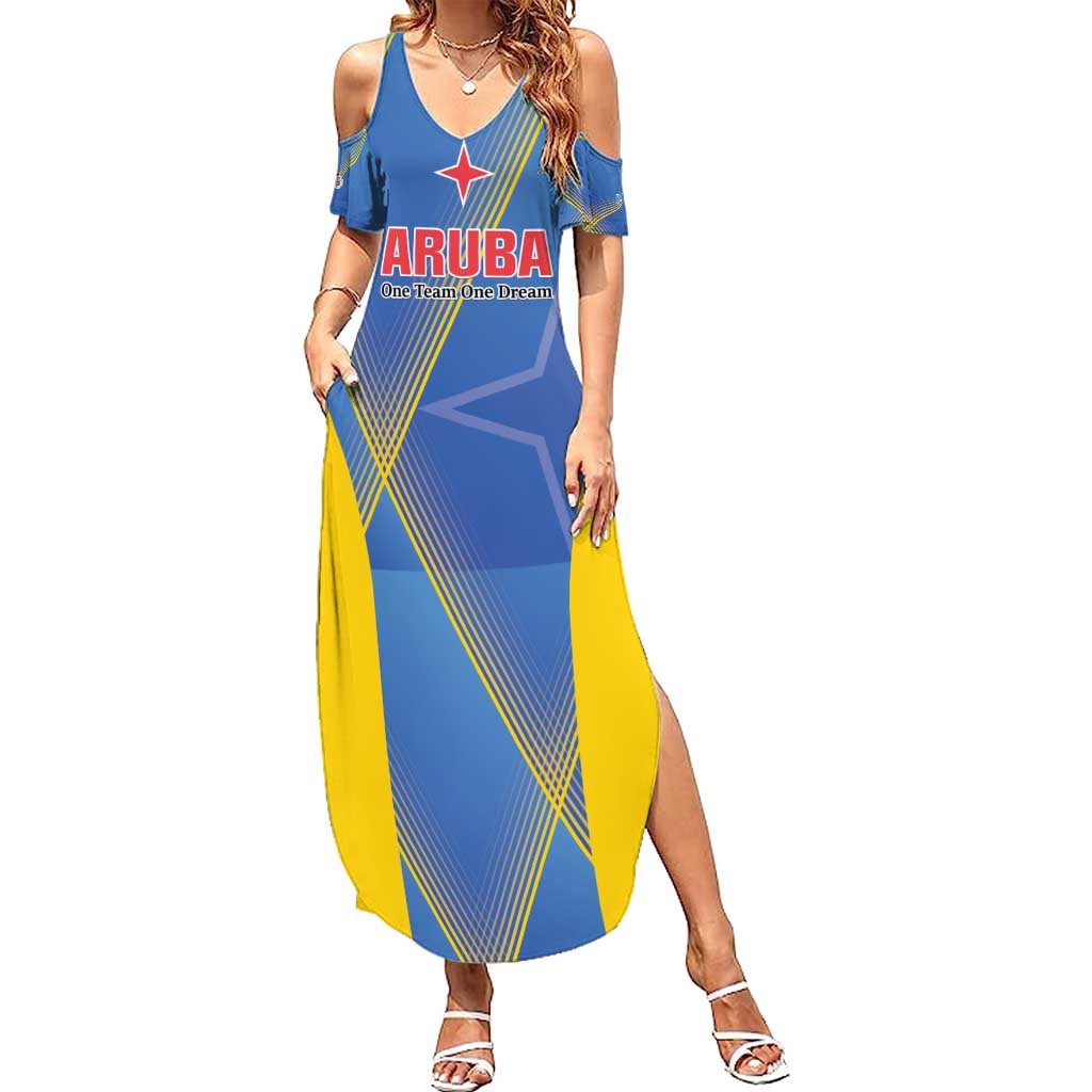 Custom Sport Team Aruba Family Matching Summer Maxi Dress and Hawaiian Shirt One Team One Dream