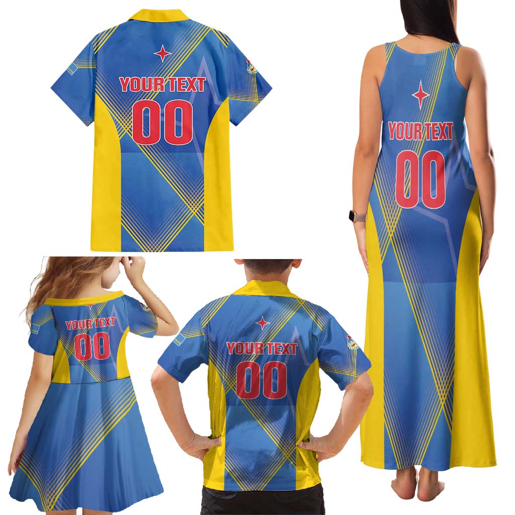 Custom Sport Team Aruba Family Matching Tank Maxi Dress and Hawaiian Shirt One Team One Dream