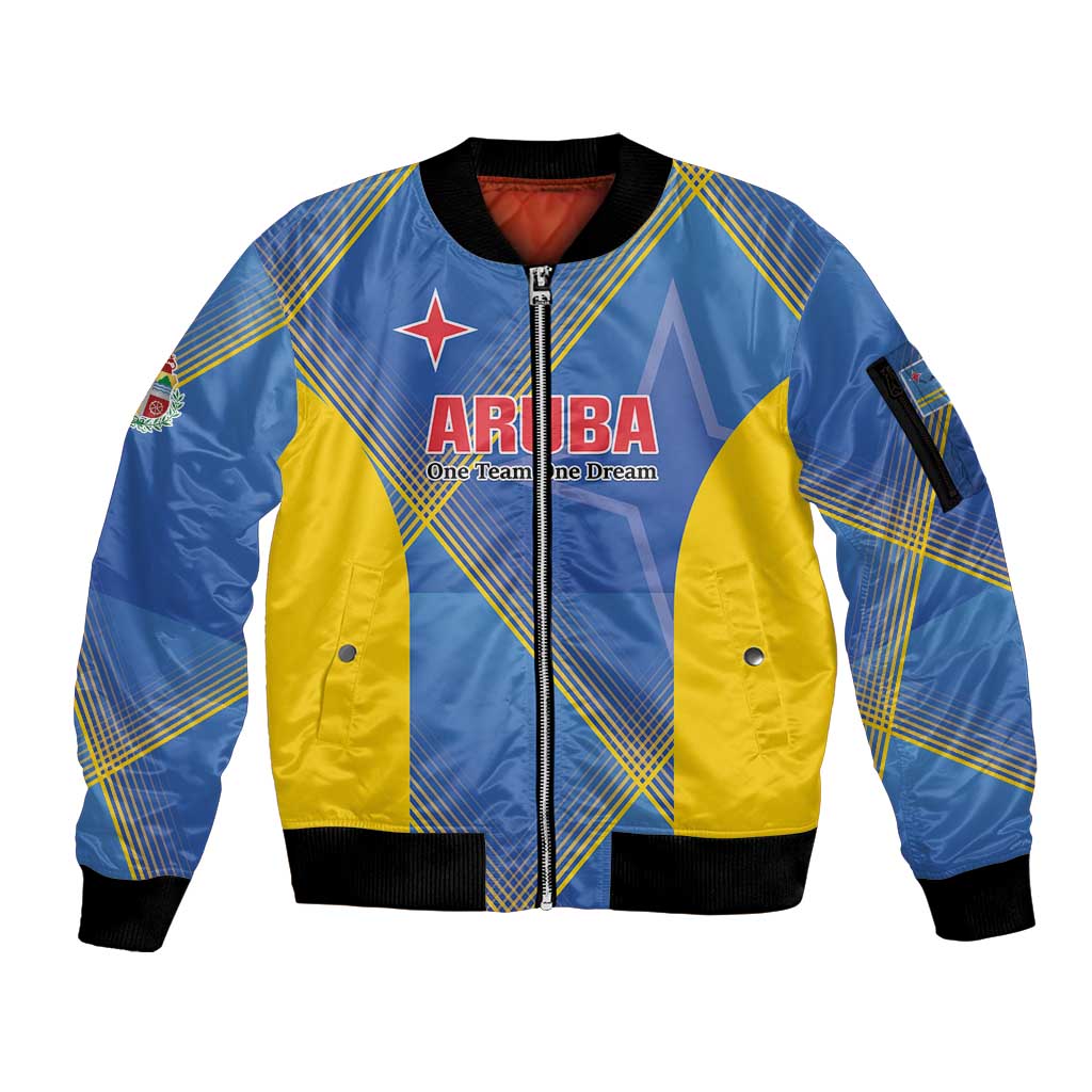 Custom Sport Team Aruba Sleeve Zip Bomber Jacket One Team One Dream