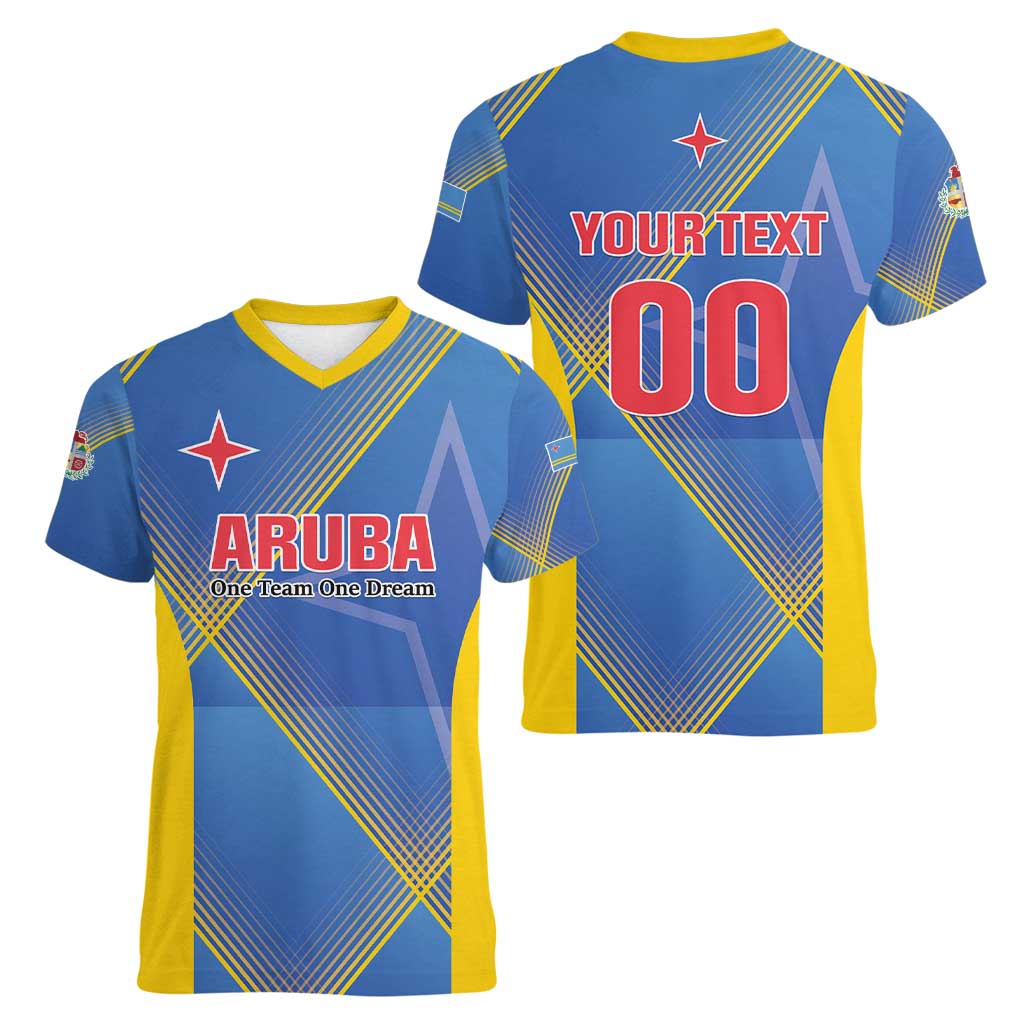 Custom Sport Team Aruba Women V-Neck T-Shirt One Team One Dream
