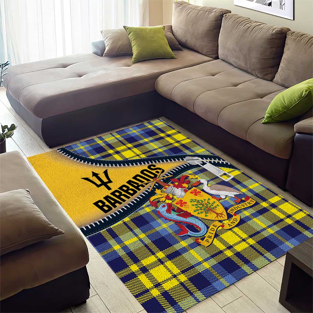 Barbados Celtic Festival Area Rug Yellow Blue Tartan Zipper Stylized