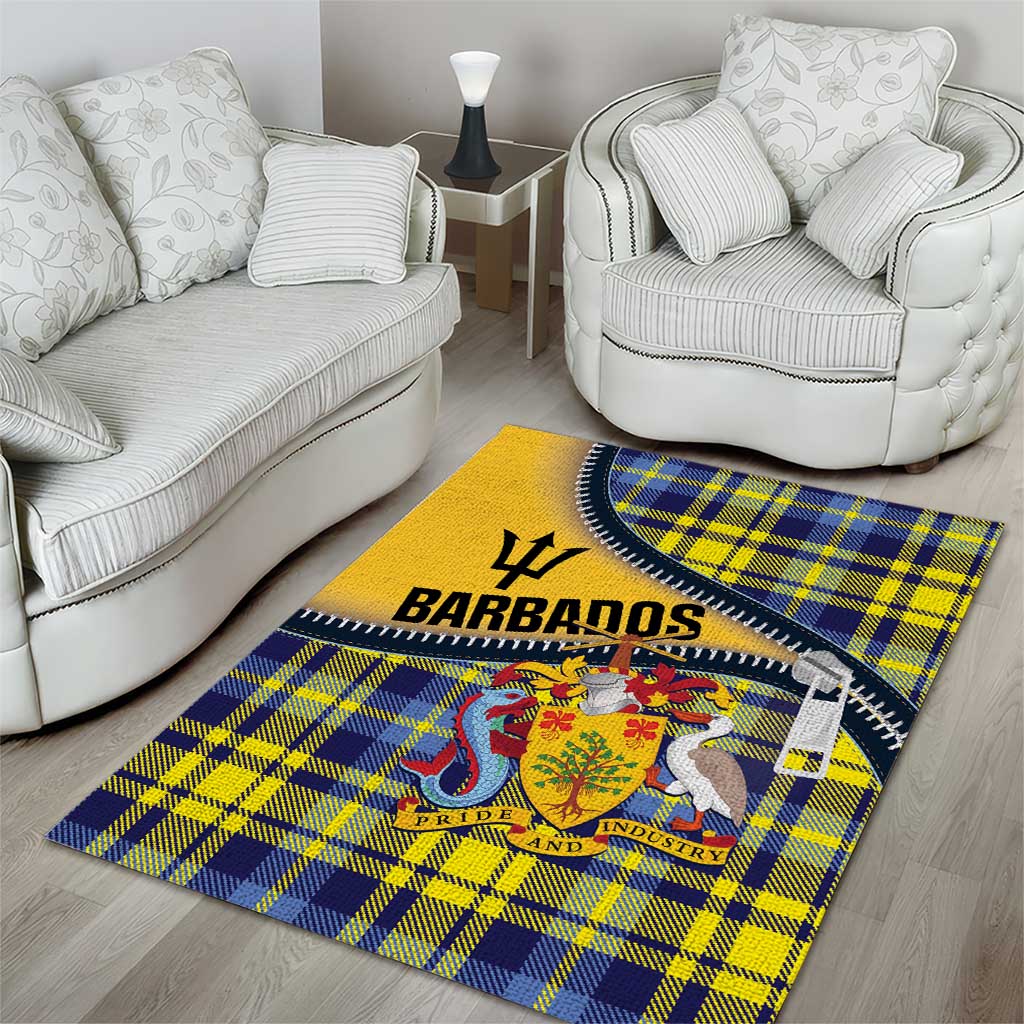 Barbados Celtic Festival Area Rug Yellow Blue Tartan Zipper Stylized
