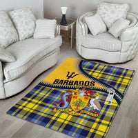 Barbados Celtic Festival Area Rug Yellow Blue Tartan Zipper Stylized