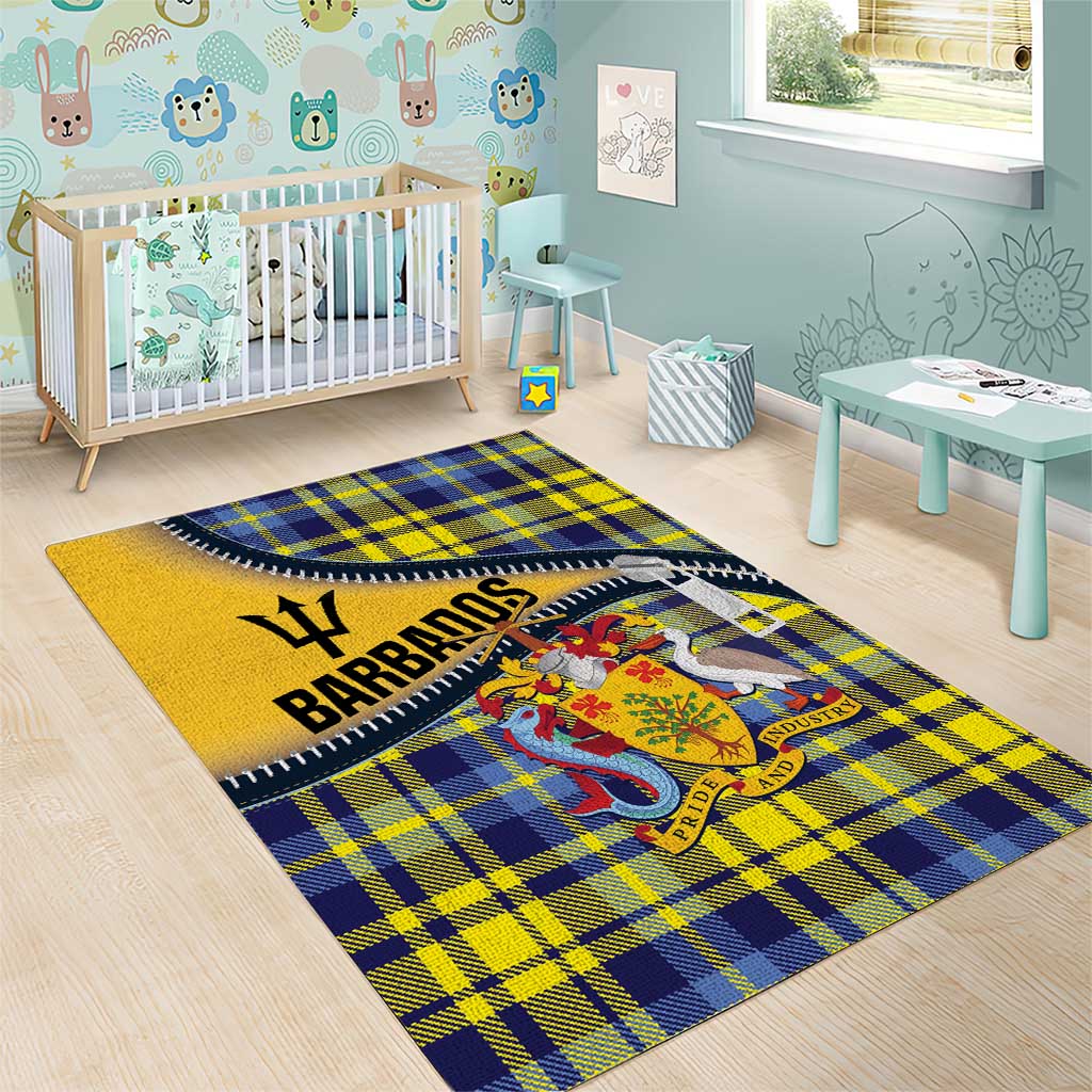 Barbados Celtic Festival Area Rug Yellow Blue Tartan Zipper Stylized