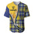 Barbados Celtic Festival Baseball Jersey Yellow Blue Tartan Zipper Stylized