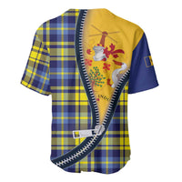 Barbados Celtic Festival Baseball Jersey Yellow Blue Tartan Zipper Stylized