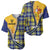 Barbados Celtic Festival Baseball Jersey Yellow Blue Tartan Zipper Stylized
