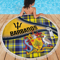 Barbados Celtic Festival Beach Blanket Yellow Blue Tartan Zipper Stylized