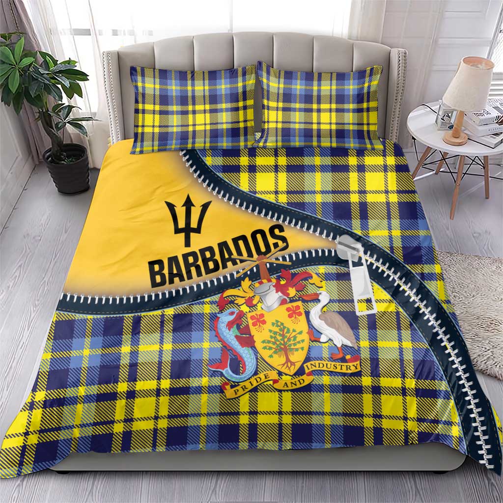 Barbados Celtic Festival Bedding Set Yellow Blue Tartan Zipper Stylized