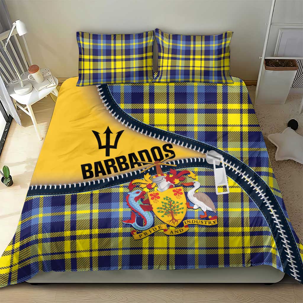 Barbados Celtic Festival Bedding Set Yellow Blue Tartan Zipper Stylized