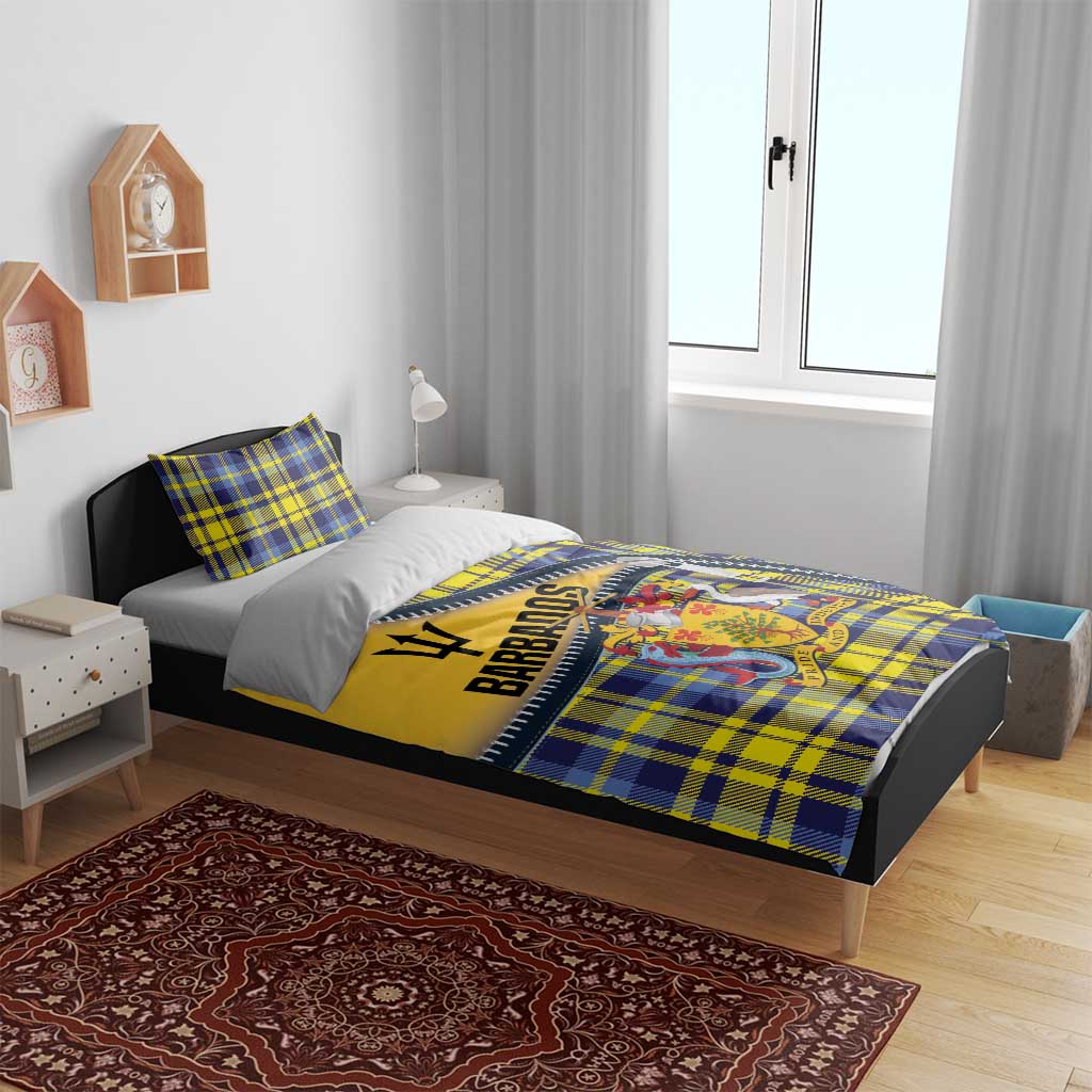 Barbados Celtic Festival Bedding Set Yellow Blue Tartan Zipper Stylized