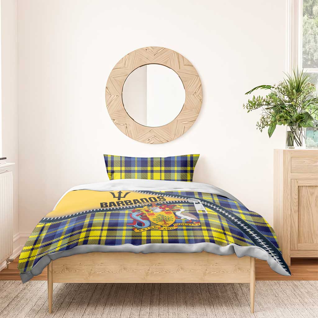 Barbados Celtic Festival Bedding Set Yellow Blue Tartan Zipper Stylized