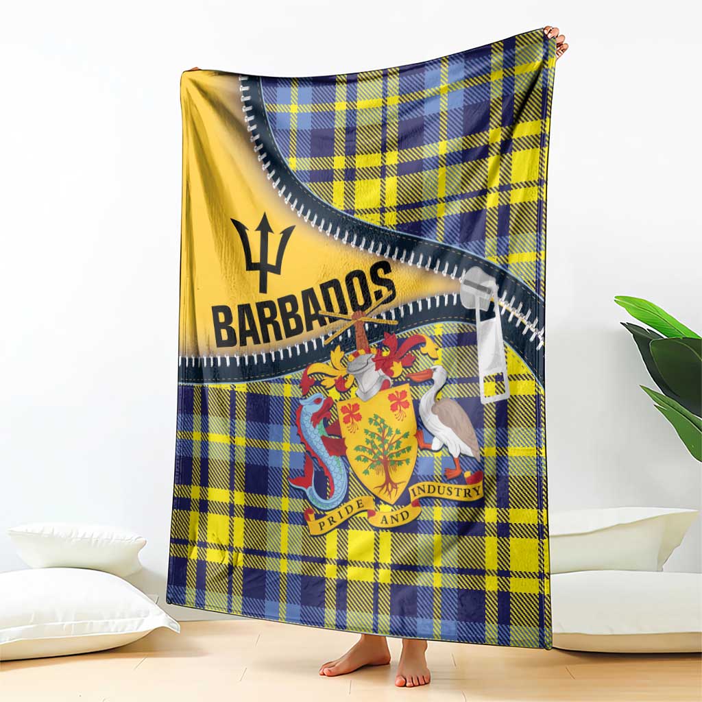 Barbados Celtic Festival Blanket Yellow Blue Tartan Zipper Stylized