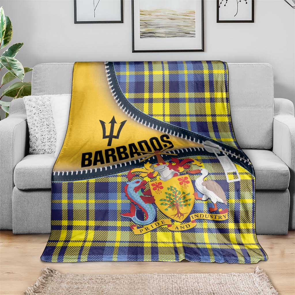 Barbados Celtic Festival Blanket Yellow Blue Tartan Zipper Stylized