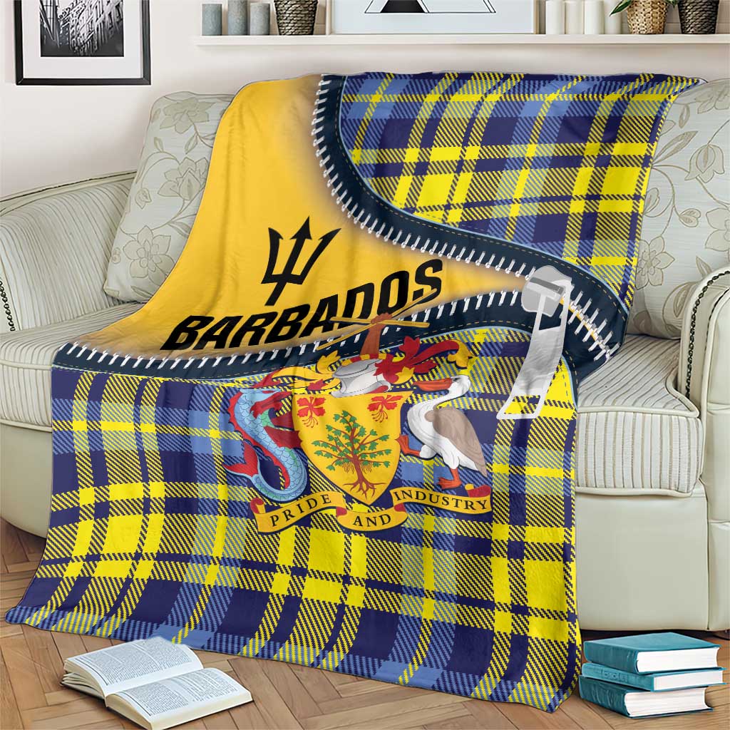 Barbados Celtic Festival Blanket Yellow Blue Tartan Zipper Stylized
