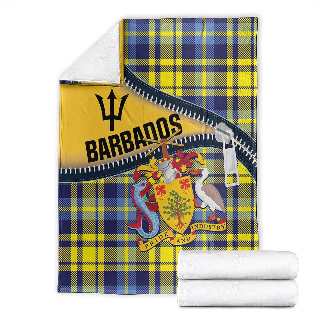 Barbados Celtic Festival Blanket Yellow Blue Tartan Zipper Stylized