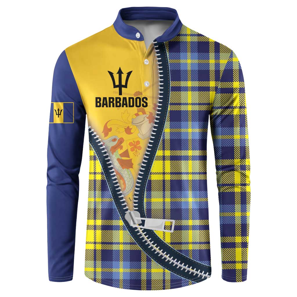 Barbados Celtic Festival Button Sweatshirt Yellow Blue Tartan Zipper Stylized