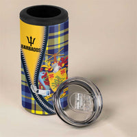 Barbados Celtic Festival 4 in 1 Can Cooler Tumbler Yellow Blue Tartan Zipper Stylized