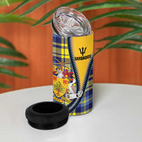 Barbados Celtic Festival 4 in 1 Can Cooler Tumbler Yellow Blue Tartan Zipper Stylized