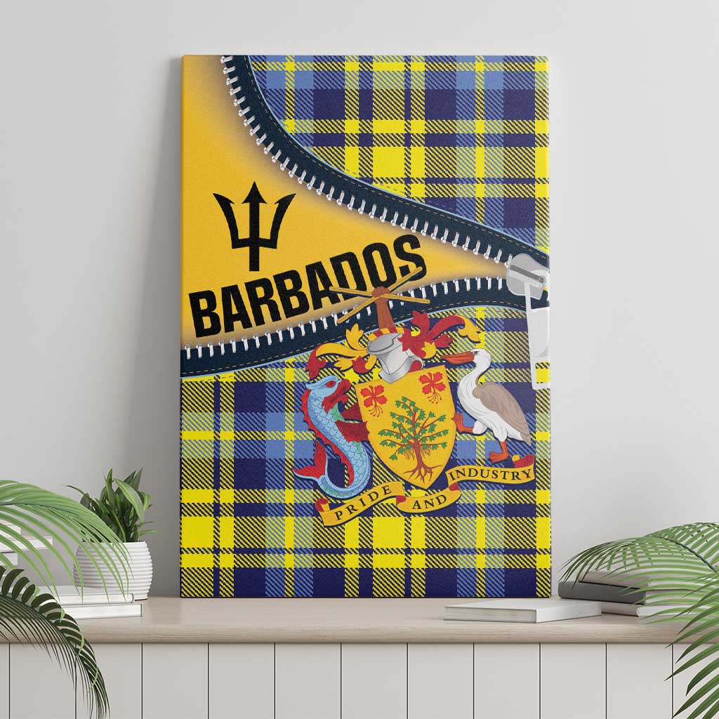 Barbados Celtic Festival Canvas Wall Art Yellow Blue Tartan Zipper Stylized