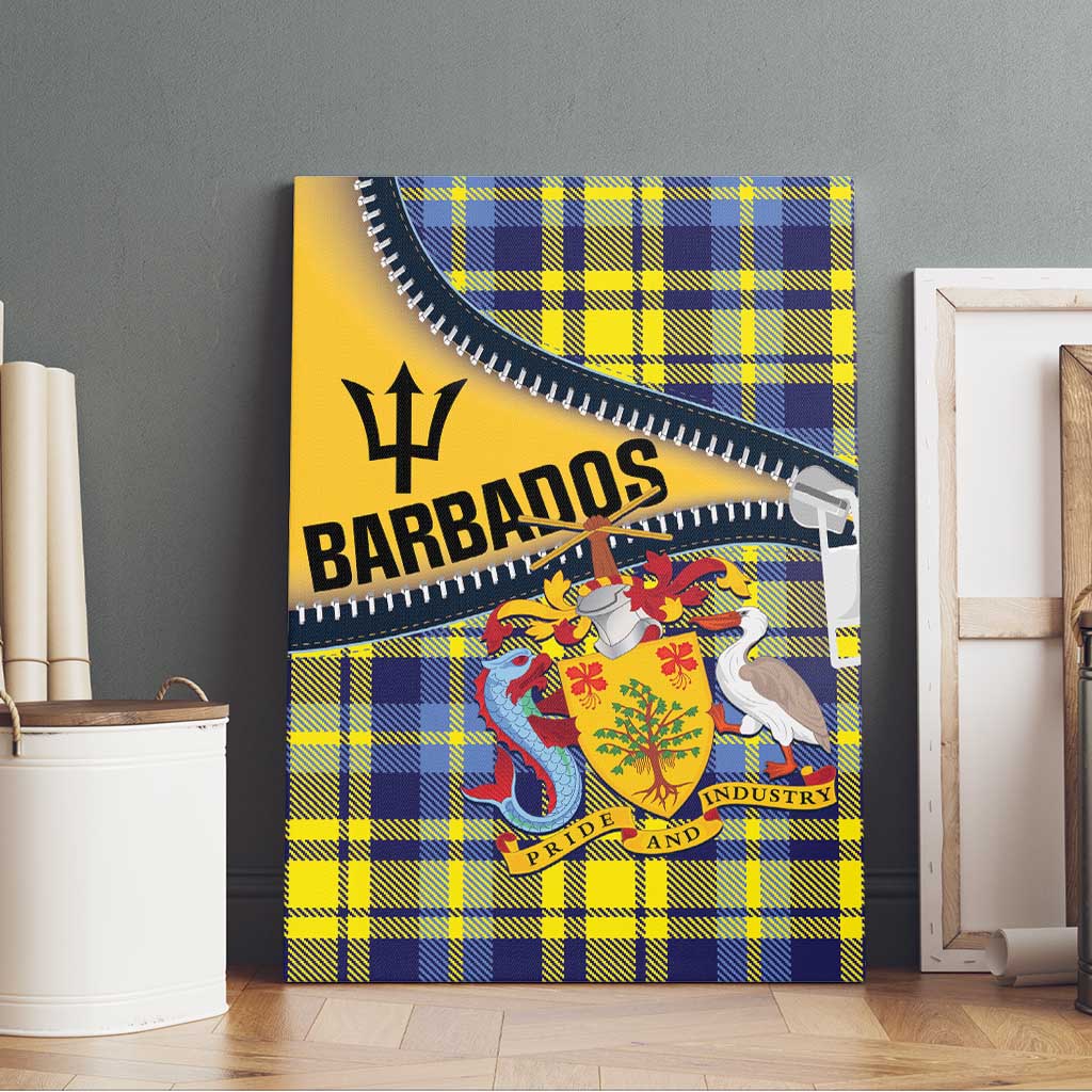 Barbados Celtic Festival Canvas Wall Art Yellow Blue Tartan Zipper Stylized