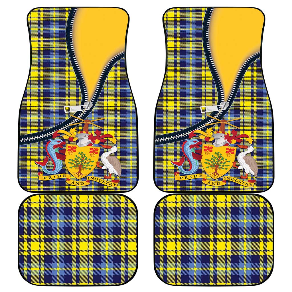 Barbados Celtic Festival Car Mats Yellow Blue Tartan Zipper Stylized