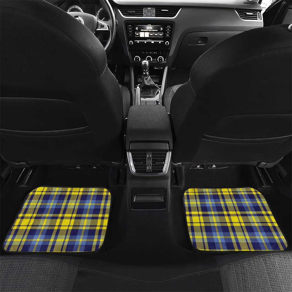 Barbados Celtic Festival Car Mats Yellow Blue Tartan Zipper Stylized