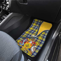 Barbados Celtic Festival Car Mats Yellow Blue Tartan Zipper Stylized