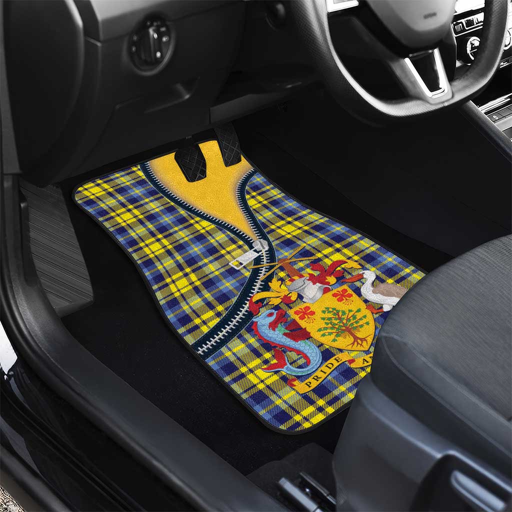 Barbados Celtic Festival Car Mats Yellow Blue Tartan Zipper Stylized