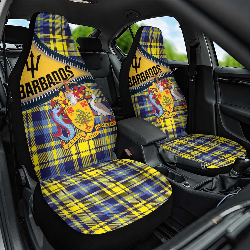 Barbados Celtic Festival Car Seat Cover Yellow Blue Tartan Zipper Stylized