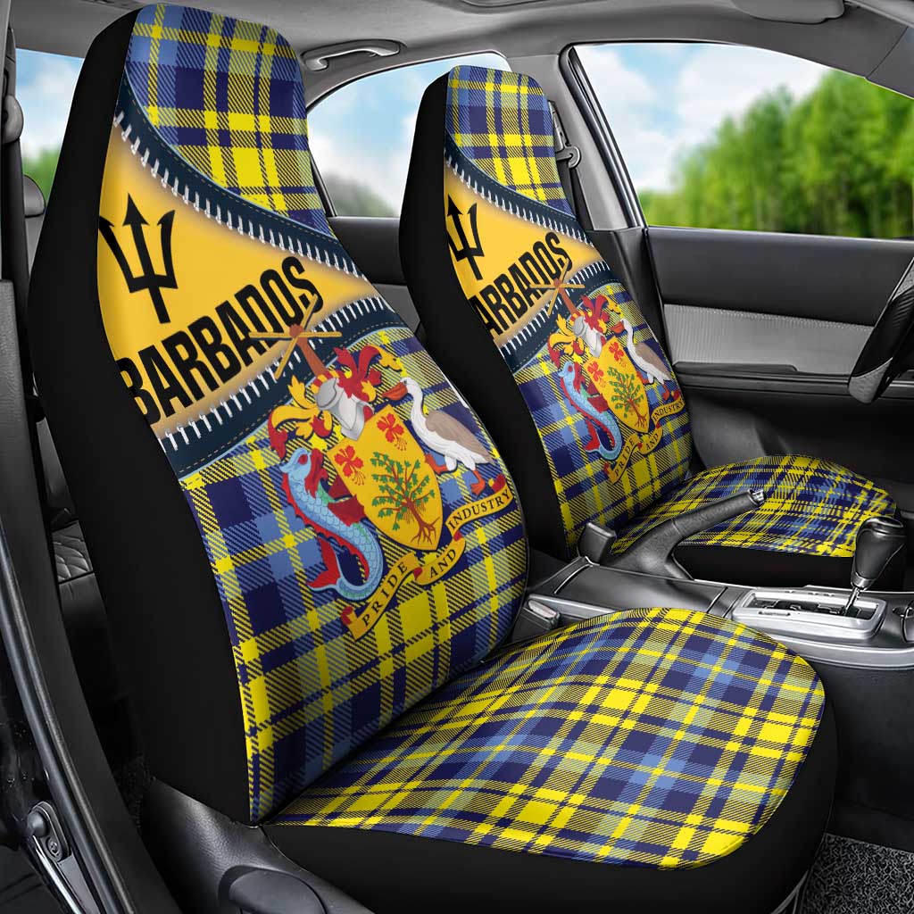 Barbados Celtic Festival Car Seat Cover Yellow Blue Tartan Zipper Stylized
