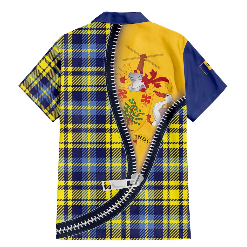 Barbados Celtic Festival Family Matching Mermaid Dress and Hawaiian Shirt Yellow Blue Tartan Zipper Stylized