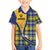 Barbados Celtic Festival Family Matching Off The Shoulder Long Sleeve Dress and Hawaiian Shirt Yellow Blue Tartan Zipper Stylized