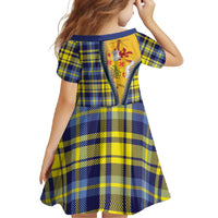 Barbados Celtic Festival Family Matching Off Shoulder Maxi Dress and Hawaiian Shirt Yellow Blue Tartan Zipper Stylized