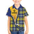 Barbados Celtic Festival Family Matching Off Shoulder Maxi Dress and Hawaiian Shirt Yellow Blue Tartan Zipper Stylized